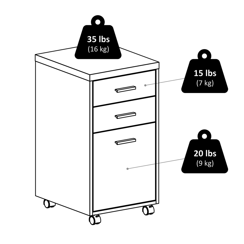 Winsome Kenner 3-Drawer Wooden Mobile File Cabinet in Reclaimed Wood and White