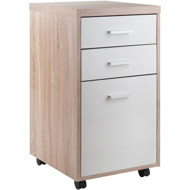Winsome Kenner 3-Drawer Wooden Mobile File Cabinet in Reclaimed Wood and White