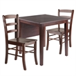 Winsome Perrone 3-Piece Solid Wood Dining Set with Ladder Back Chairs in Walnut
