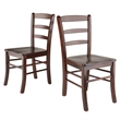 Winsome Perrone 3-Piece Solid Wood Dining Set with Ladder Back Chairs in Walnut