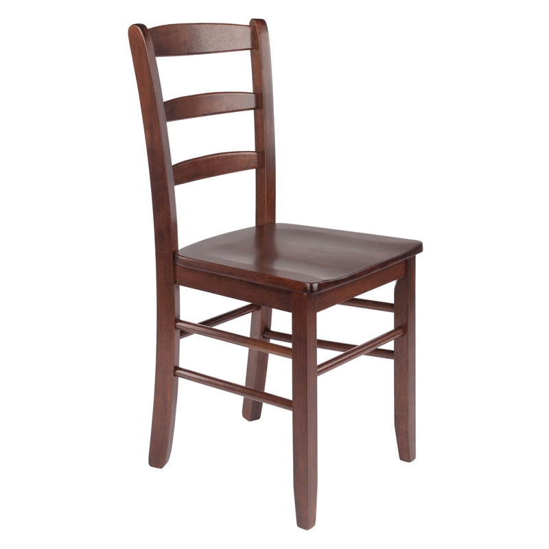 Winsome Perrone 3-Piece Solid Wood Dining Set with Ladder Back Chairs in Walnut