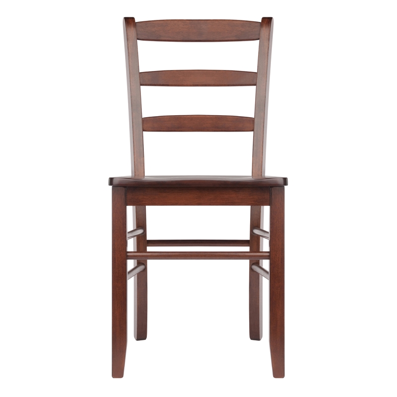 Winsome Perrone 3-Piece Solid Wood Dining Set with Ladder Back Chairs in Walnut