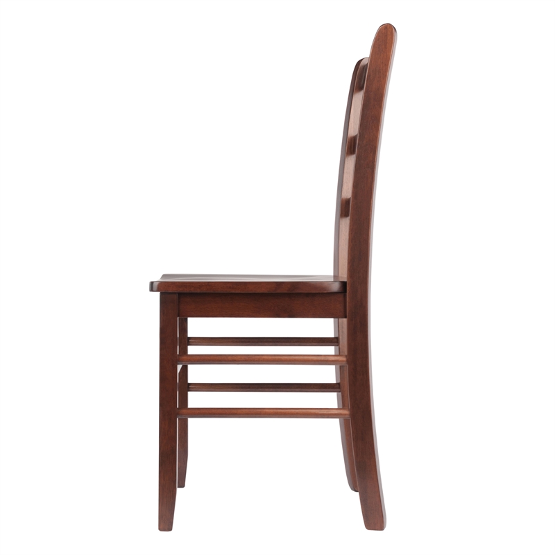 Winsome Perrone 3-Piece Solid Wood Dining Set with Ladder Back Chairs in Walnut