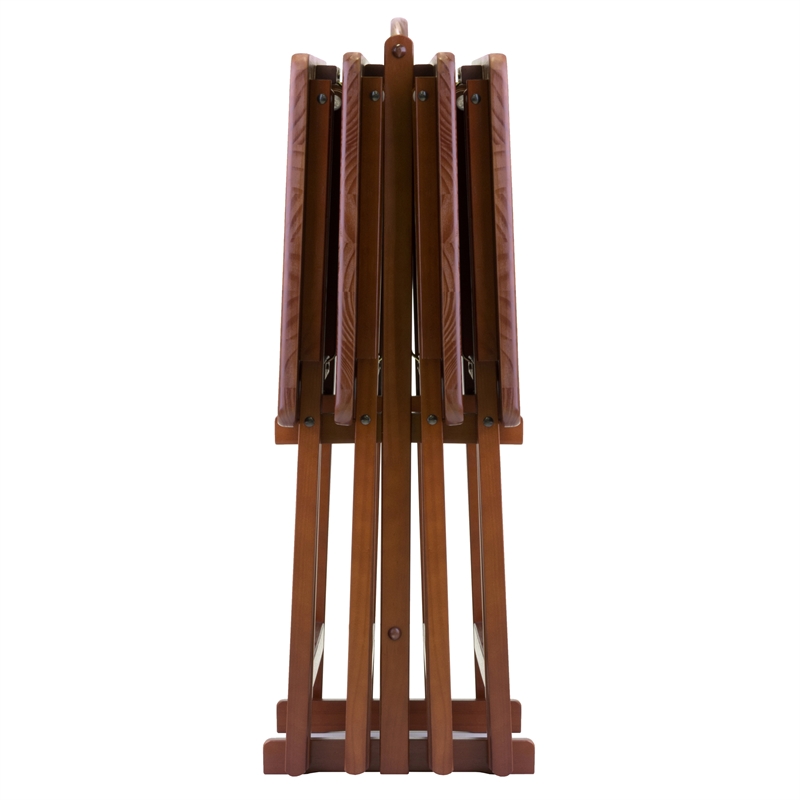 Winsome Alex 5 Piece Transitional Solid Wood Snack Table Set in Walnut