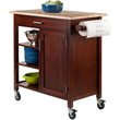 Winsome Marissa Transitional Solid Wood Kitchen Cart in Walnut and Natural