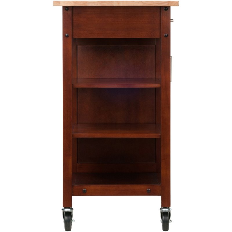 Winsome Marissa Transitional Solid Wood Kitchen Cart in Walnut and Natural