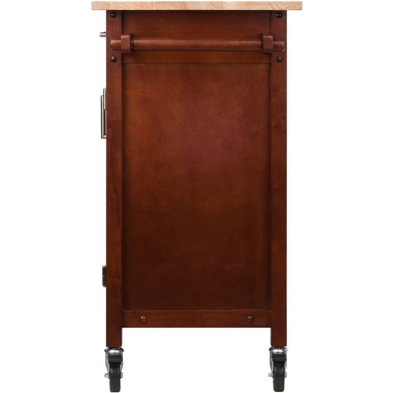 Winsome Marissa Transitional Solid Wood Kitchen Cart in Walnut and Natural