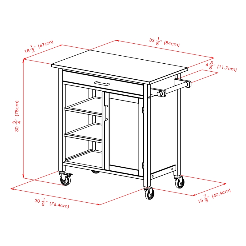Winsome Marissa Transitional Solid Wood Kitchen Cart in Walnut and Natural
