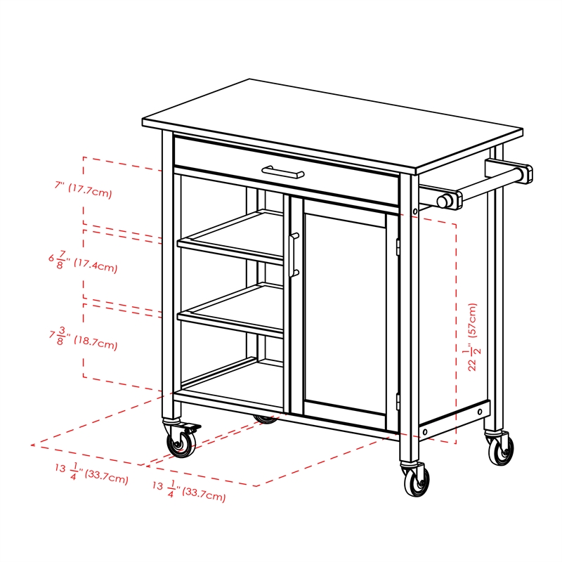 Winsome Marissa Transitional Solid Wood Kitchen Cart in Walnut and Natural