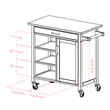 Winsome Marissa Transitional Solid Wood Kitchen Cart in Walnut and Natural