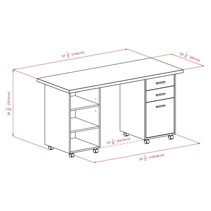 Winsome Kenner 3-Piece Solid Wood Writing Desk in Reclimaed Wood/White