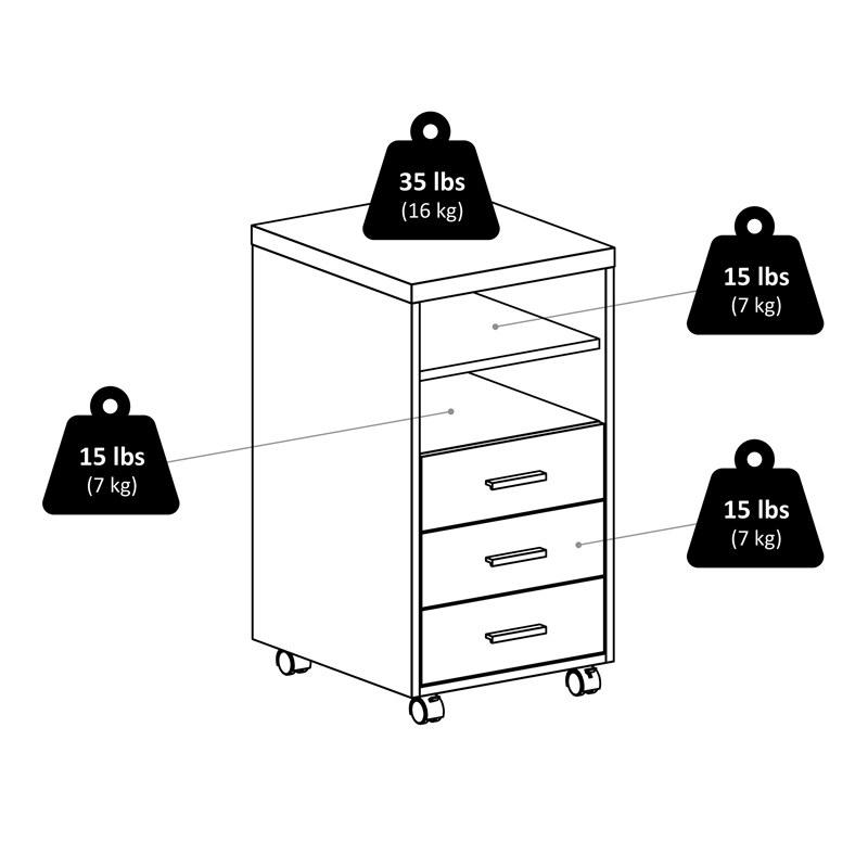 Winsome Kenner 3-Drawer Mobile Wood Storage Cabinet in Reclaimed Wood and White