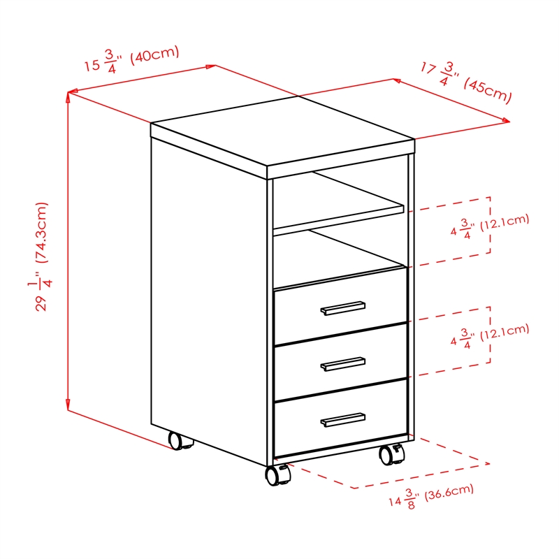 Winsome Kenner 3-Drawer Mobile Wood Storage Cabinet in Reclaimed Wood and White