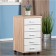 Winsome Kenner 5-Drawer Mobile Wood Storage Cabinet in Reclaimed Wood and White