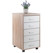 Winsome Kenner 5-Drawer Mobile Wood Storage Cabinet in Reclaimed Wood and White