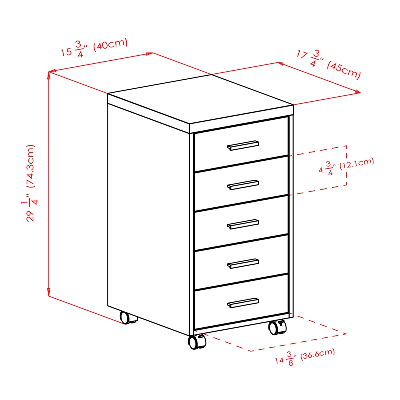 Winsome Kenner 5-Drawer Mobile Wood Storage Cabinet in Reclaimed Wood and White