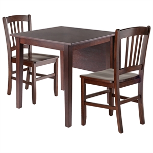 Winsome Perrone 3-Piece 48&quot Transitional Solid Wood Dining Set in Walnut