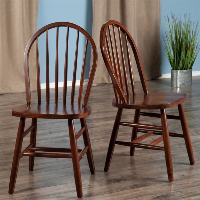 Winsome Windsor Solid Wood Spindle Back Dining Side Chair in Walnut ...