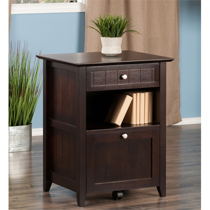 Winsome Burke 2-Drawer Transitional Solid Wood File Cabinet in Coffee