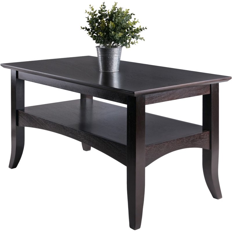 Winsome Camden Transitional Solid Wood Flared Leg Coffee Table in Coffee