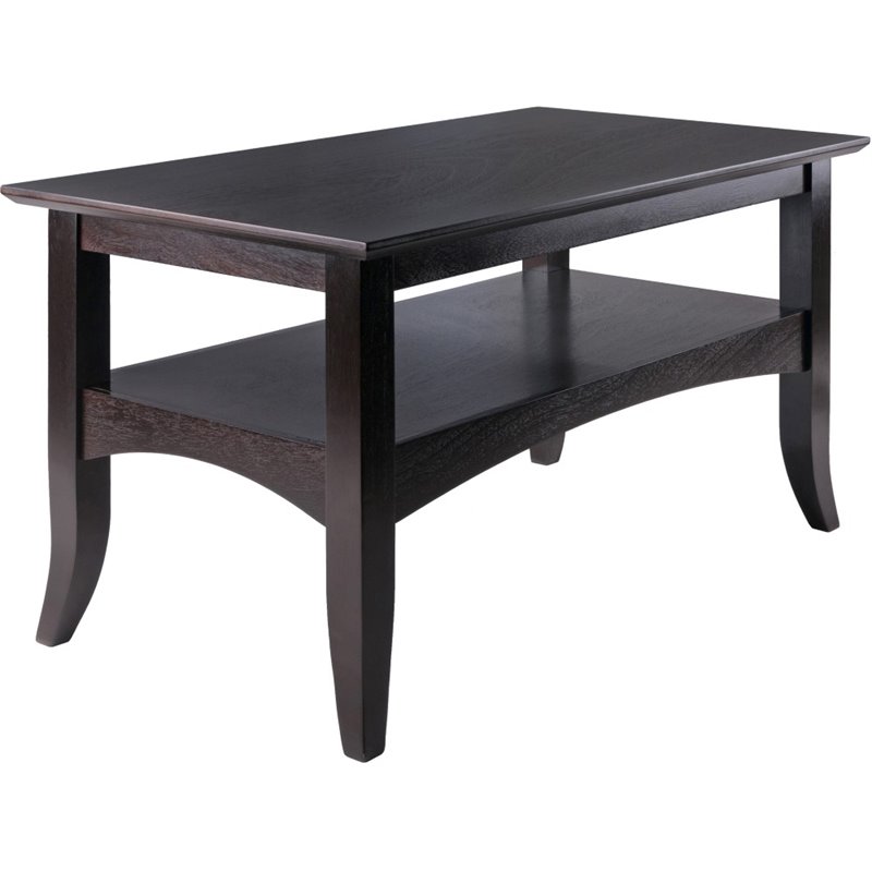 Winsome Camden Transitional Solid Wood Flared Leg Coffee Table in Coffee