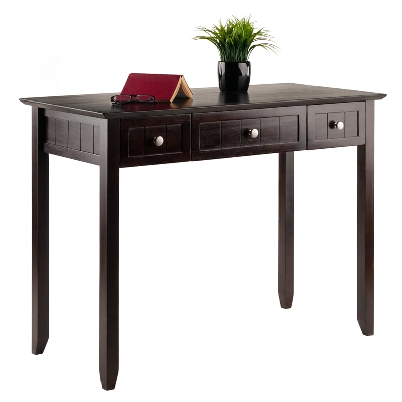 Winsome Burke 3-Drawer Transitional Solid Wood Writing Desk in Coffee