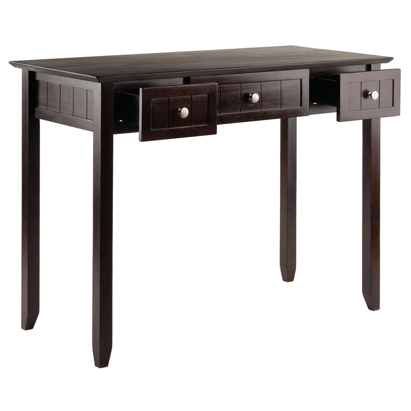 Winsome Burke 3-Drawer Transitional Solid Wood Writing Desk in Coffee