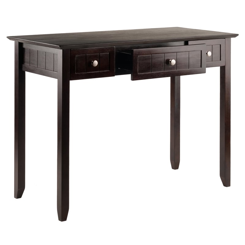 Winsome Burke 3-Drawer Transitional Solid Wood Writing Desk in Coffee