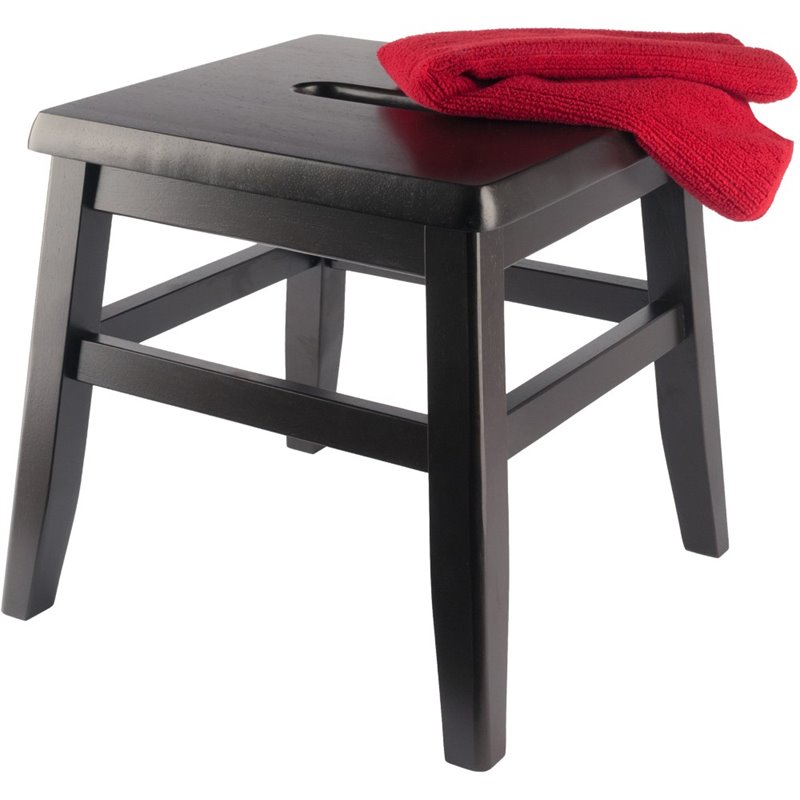 Winsome Kaya Transitional Solid Wood Conductor Stool in Coffee (Set of 2)
