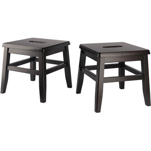 Winsome Kaya Transitional Solid Wood Conductor Stool in Coffee (Set of 2)