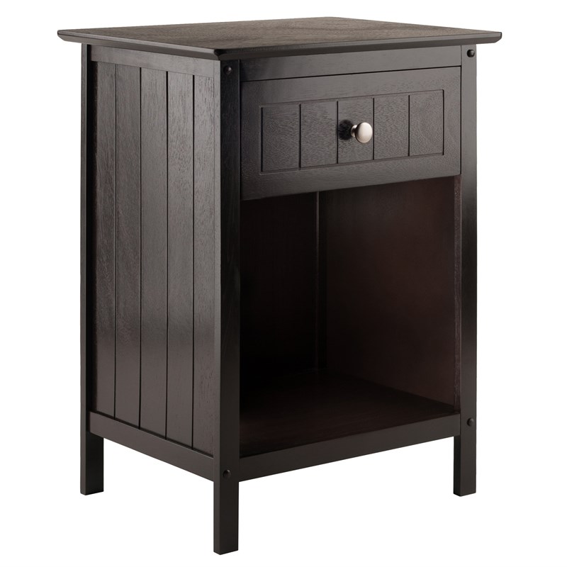 Winsome Blair 1-Drawer Transitional Solid Wood Storage End Table in Coffee