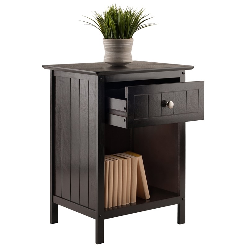 Winsome Blair 1-Drawer Transitional Solid Wood Storage End Table in Coffee