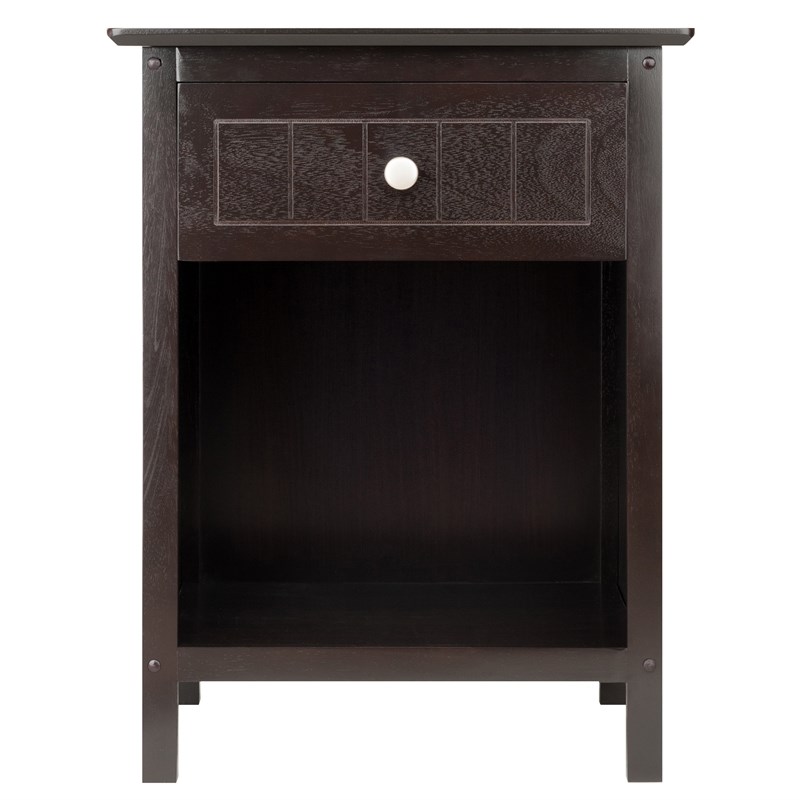 Winsome Blair 1-Drawer Transitional Solid Wood Storage End Table in Coffee