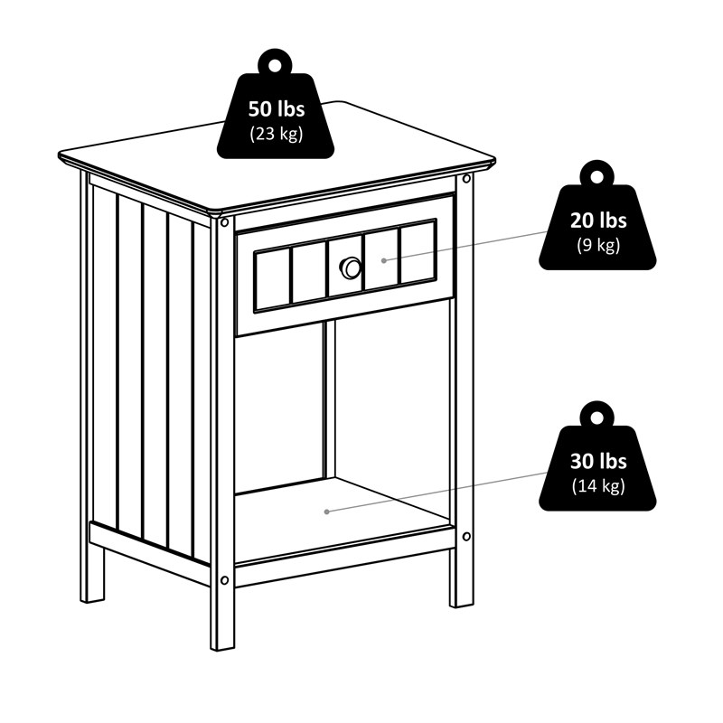 Winsome Blair 1-Drawer Transitional Solid Wood Storage End Table in Coffee