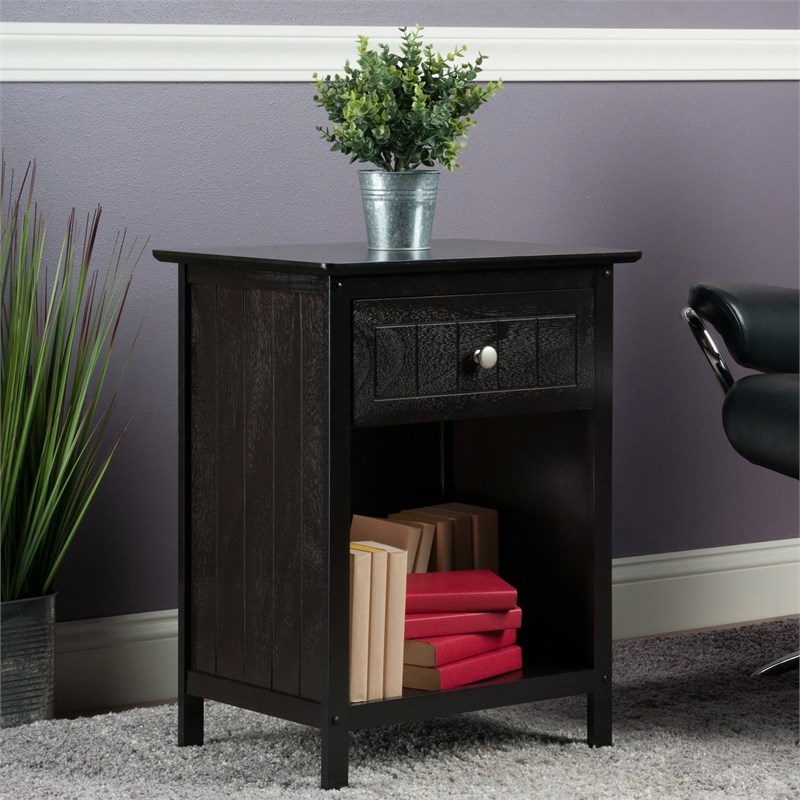 Winsome Blair 1-Drawer Transitional Solid Wood Storage End Table in Coffee