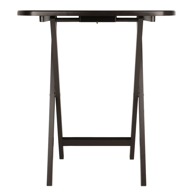 Winsome Cade 2-Piece Oversized Oblong Solid Wood Folding Snack Table in Coffee