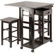 Winsome Suzanne 3-Piece Drop Leaf Space Saver Solid Wood Dining Set in Coffee