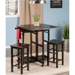Winsome Suzanne 3-Piece Drop Leaf Space Saver Solid Wood Dining Set in Coffee