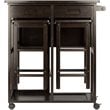 Winsome Suzanne 3-Piece Drop Leaf Space Saver Solid Wood Dining Set in Coffee