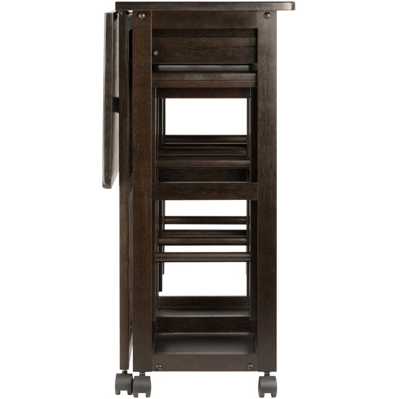 Winsome Suzanne 3-Piece Drop Leaf Space Saver Solid Wood Dining Set in Coffee