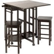 Winsome Suzanne 3-Piece Drop Leaf Space Saver Solid Wood Dining Set in Coffee