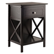 Winsome Xylia 1-Drawer Transitional Solid Wood Storage End Table in Coffee