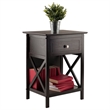 Winsome Xylia 1-Drawer Transitional Solid Wood Storage End Table in Coffee