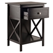 Winsome Xylia 1-Drawer Transitional Solid Wood Storage End Table in Coffee