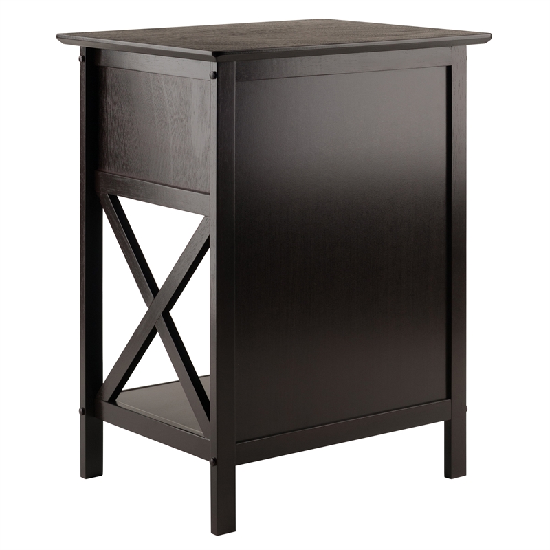 Winsome Xylia 1-Drawer Transitional Solid Wood Storage End Table in Coffee