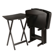 Winsome Anila 5-Piece Fan Shape Solid Wood Snack Table Set in Coffee