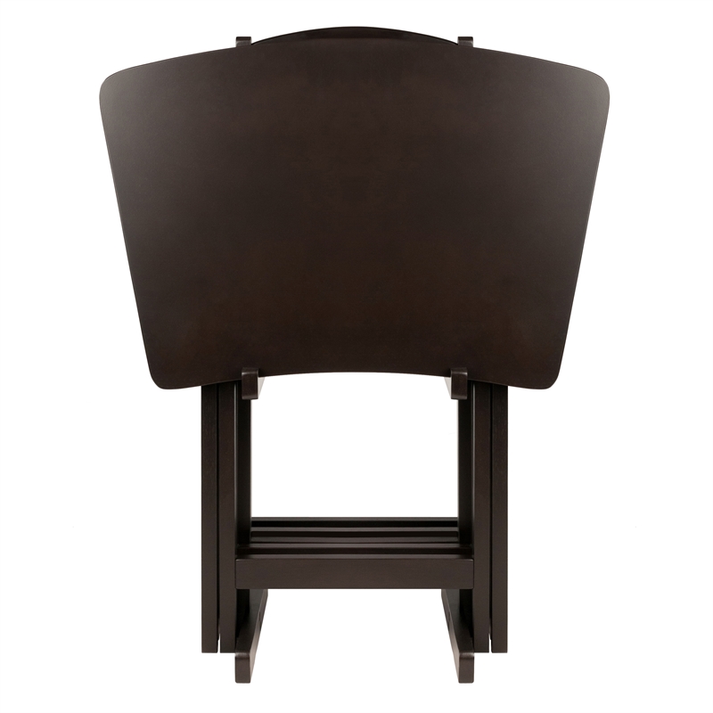 Winsome Anila 5-Piece Fan Shape Solid Wood Snack Table Set in Coffee