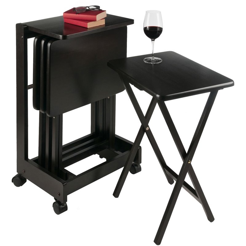 Winsome Brienda 5-Piece Solid Wood Flip Top Snack Table Set in Coffee