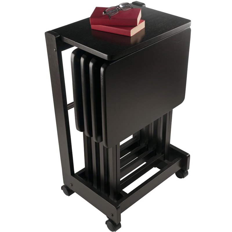 Winsome Brienda 5-Piece Solid Wood Flip Top Snack Table Set in Coffee