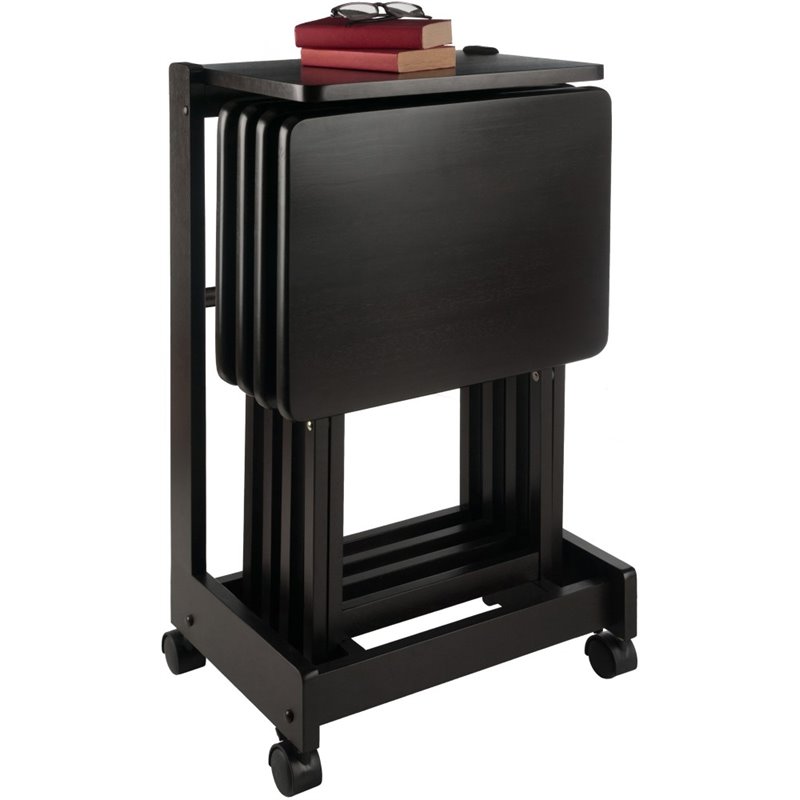 Winsome Brienda 5-Piece Solid Wood Flip Top Snack Table Set in Coffee